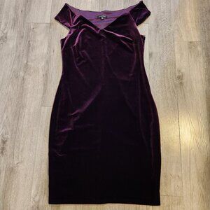 Purple midi velvet dress